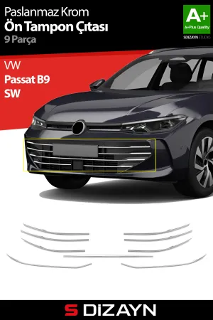 Vw Passat B9 Sw Krom Ön Tampon Çıtası 9 Prç. 2024 Üzeri A+ Kalite