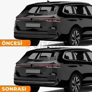S-Dizayn VW Passat B9 SW Krom Arka Tampon Çıtası 3 Prç. 2024 Üzeri A+ Kalite - Görsel 5