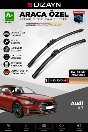 S-Dizayn Audi A8 Ön Cam Silecek Seti 2017 Üzeri Premium Araca Özel 65-50 Cm  A+ Kalite