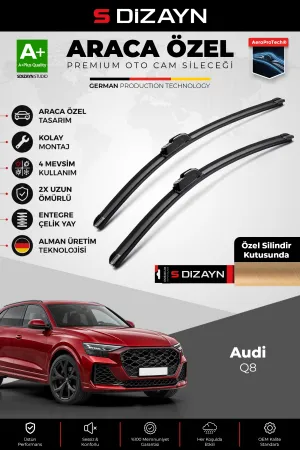 S-Dizayn Audi Q8 Ön Cam Silecek Seti 2018 Üzeri Premium Araca Özel 65-50 Cm  A+ Kalite
