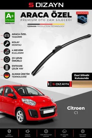 S-Dizayn Citroen C1 Ön Cam Silecek Seti 2014 Üzeri Premium Araca Özel 65 Cm  A+ Kalite