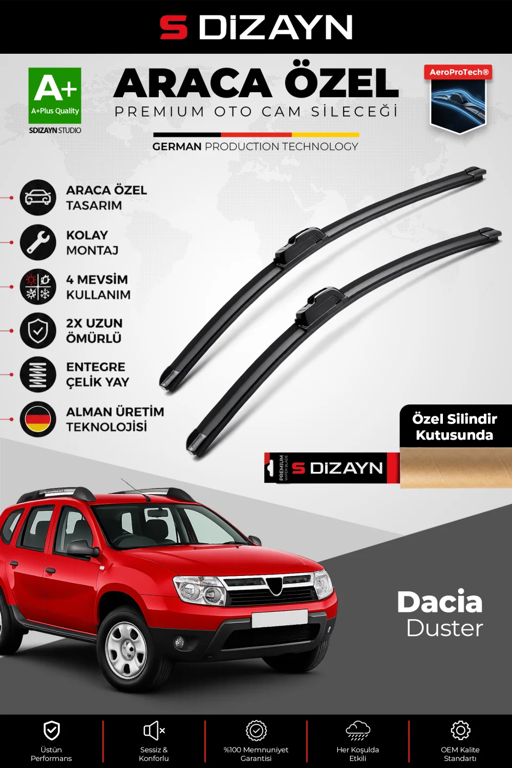 Dacia Duster Ön Cam Silecek Seti 2009-2014 Premium Araca Özel 50-50 Cm  A+ Kalite