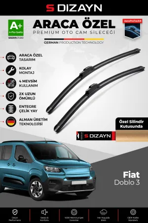 S-Dizayn Fiat Doblo 3 Ön Cam Silecek Seti 2023 Üzeri Premium Araca Özel 65-43 Cm  A+ Kalite