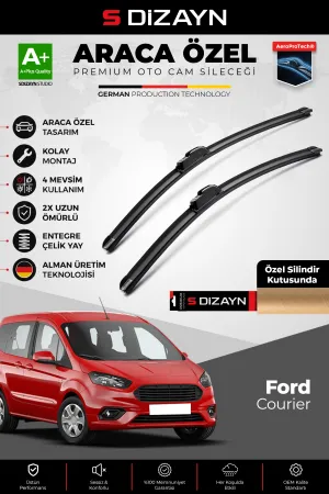 S-Dizayn Ford Courier Ön Cam Silecek Seti 2014-2023 Premium Araca Özel 70-40 Cm  A+ Kalite