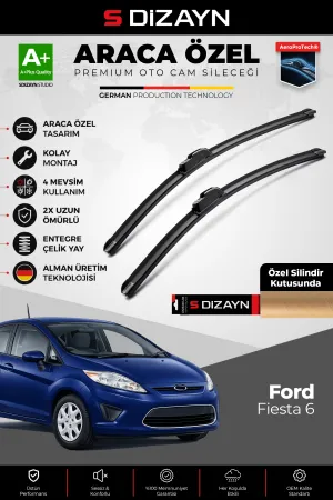 S-Dizayn Ford Fiesta Ön Cam Silecek Seti 2009-2017 Premium Araca Özel 65-40 Cm  A+ Kalite
