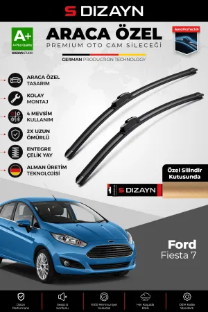 S-Dizayn Ford Fiesta Ön Cam Silecek Seti 2017-2023 Premium Araca Özel 70-35 Cm  A+ Kalite