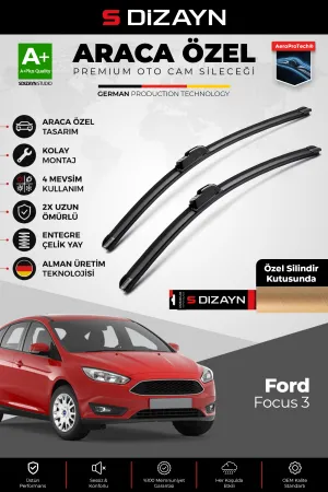 S-Dizayn Ford Focus 3 Ön Cam Silecek Seti 2011-2019 Premium Araca Özel 70-70 Cm  A+ Kalite