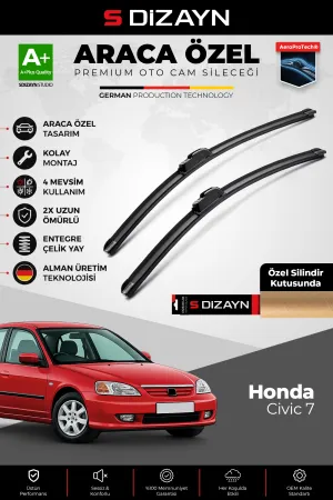 S-Dizayn Honda Civic 7 Ön Cam Silecek Seti 2001-2006 Premium Araca Özel 60-38 Cm  A+ Kalite