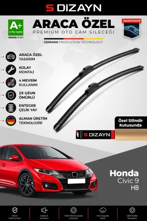 S-Dizayn Honda Civic 9 Hatchback Ön Cam Silecek Seti 2012-2015 Premium Araca Özel 65-45 Cm  A+ Kalite
