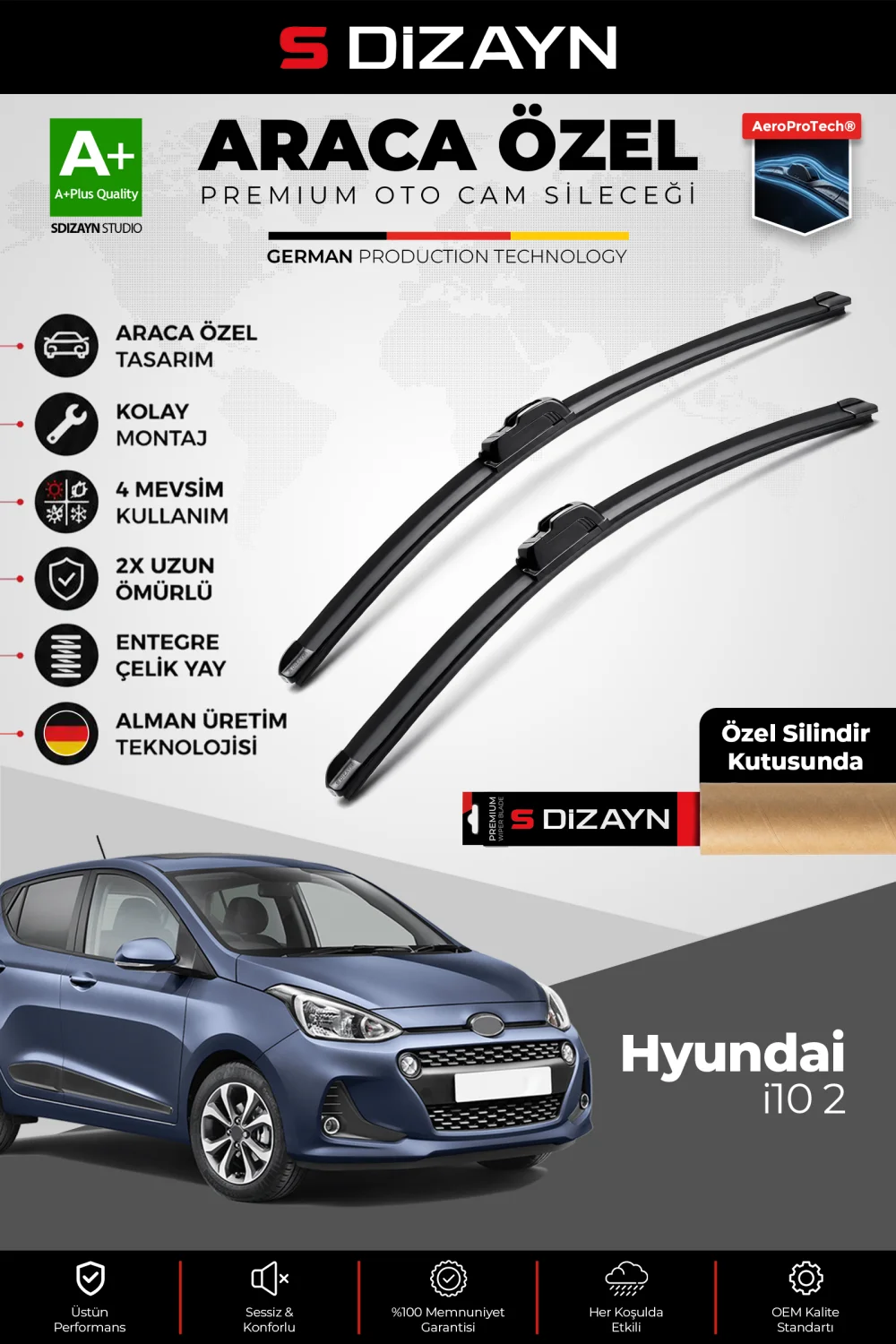 Hyundai i10 Ön Cam Silecek Seti 2013-2019 Premium Araca Özel 55-40 Cm  A+ Kalite
