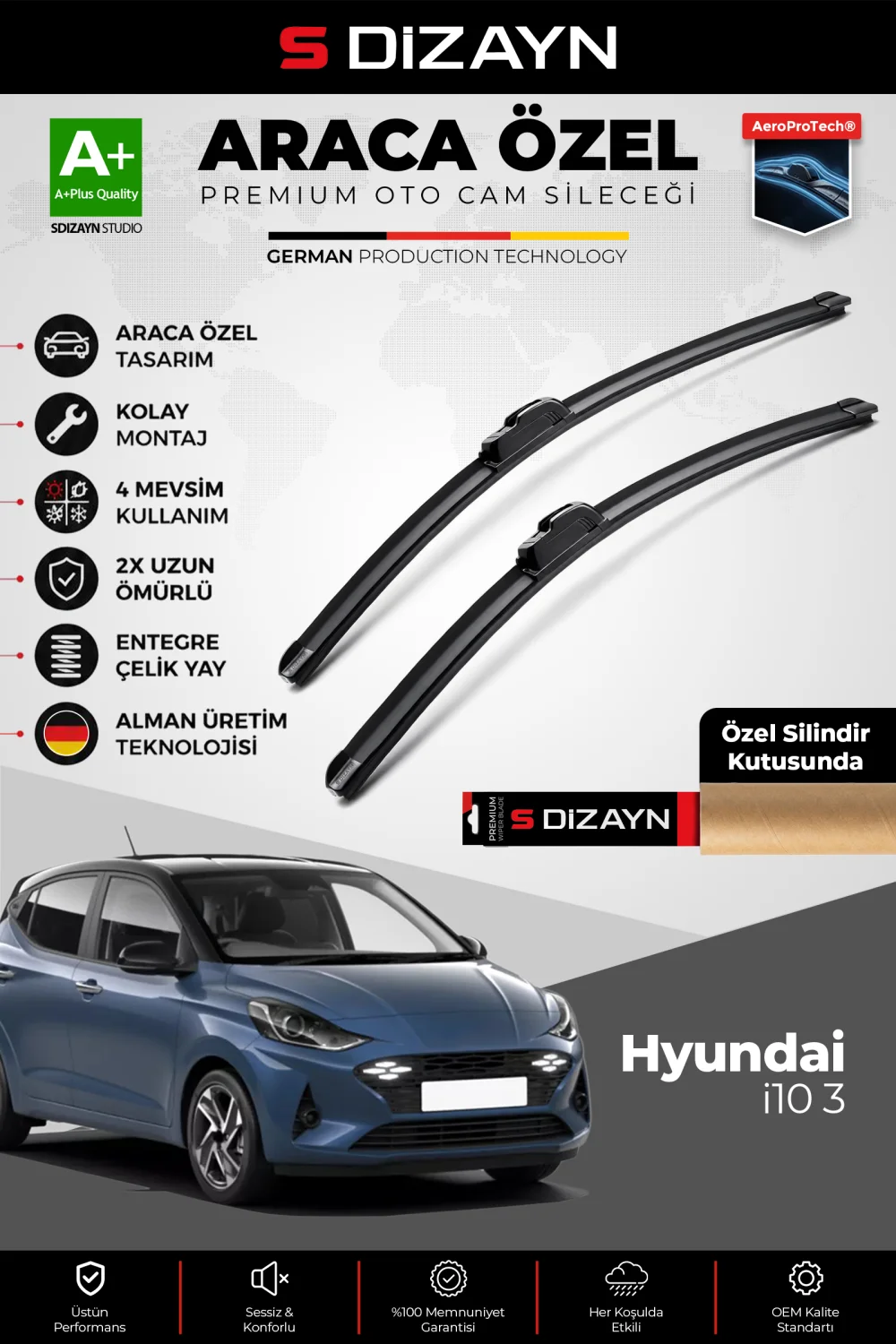 Hyundai i10 Ön Cam Silecek Seti 2019 Üzeri Premium Araca Özel 60-40 Cm  A+ Kalite