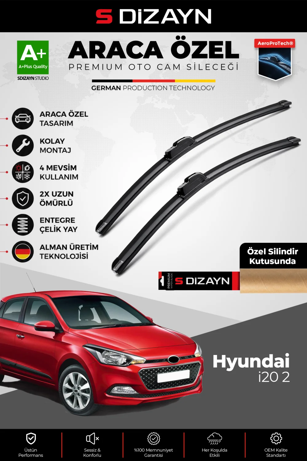Hyundai i20 Ön Cam Silecek Seti 2014-2020 Premium Araca Özel 60-40 Cm  A+ Kalite