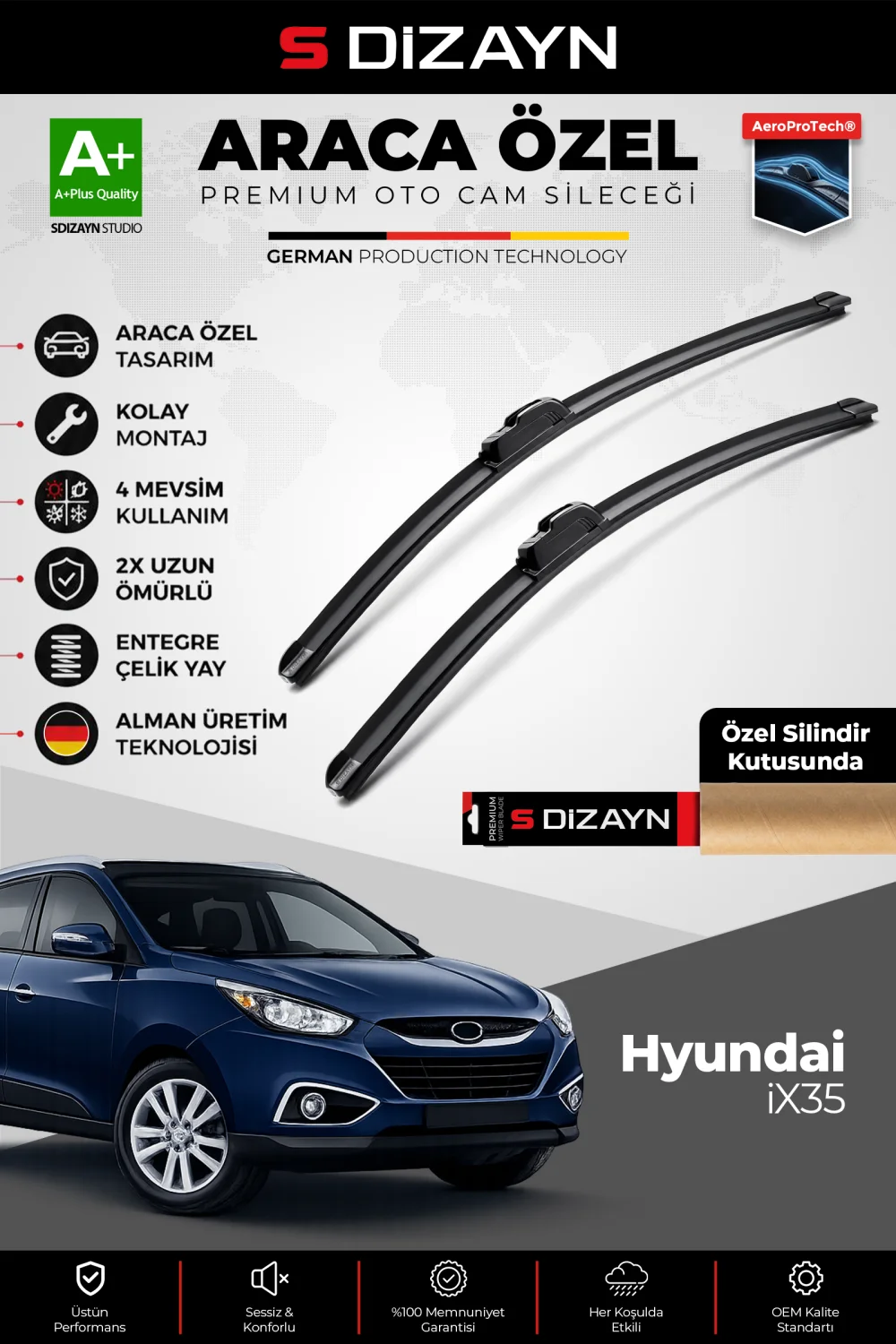 Hyundai ix35 Ön Cam Silecek Seti 2010-2015 Premium Araca Özel 60-40 Cm  A+ Kalite