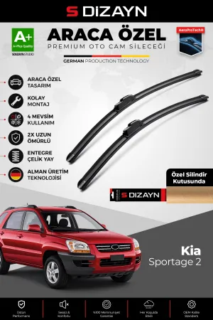 S-Dizayn Kia Sportage Ön Cam Silecek Seti 2004-2010 Premium Araca Özel 60-40 Cm  A+ Kalite