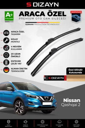S-Dizayn Nissan Qashqai 2 Ön Cam Silecek Seti 2013-2021 Premium Araca Özel 65-43 Cm  A+ Kalite