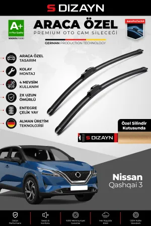 S-Dizayn Nissan Qashqai 3 Ön Cam Silecek Seti 2021 Üzeri Premium Araca Özel 65-43 Cm  A+ Kalite