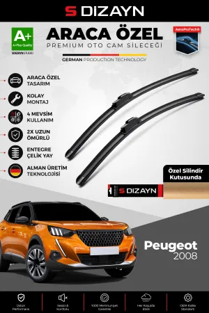 S-Dizayn Peugeot 2008 2 Ön Cam Silecek Seti 2019 Üzeri Premium Araca Özel 60-40 Cm  A+ Kalite
