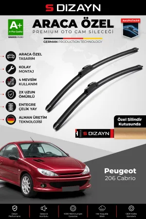S-Dizayn Peugeot 206 Cabrio Ön Cam Silecek Seti 2000-2007 Premium Araca Özel 65-40 Cm  A+ Kalite