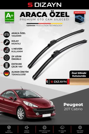 S-Dizayn Peugeot 207 Cabrio Ön Cam Silecek Seti 2007-2015 Premium Araca Özel 65-43 Cm  A+ Kalite