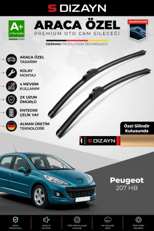 S-Dizayn Peugeot 207 HB Ön Cam Silecek Seti 2012-2015 Premium Araca Özel 65-43 Cm  A+ Kalite