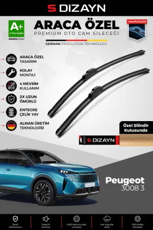 S-Dizayn Peugeot 3008 3 Ön Cam Silecek Seti 2023 Üzeri Premium Araca Özel 70-40 Cm  A+ Kalite