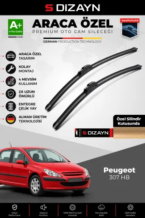 S-Dizayn Peugeot 307 HB Ön Cam Silecek Seti 2000-2005 Premium Araca Özel 70-65 Cm  A+ Kalite