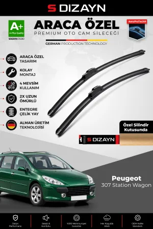 S-Dizayn Peugeot 307 Station Wagon Ön Cam Silecek Seti 2002-2008 Premium Araca Özel 70-65 Cm  A+ Kalite