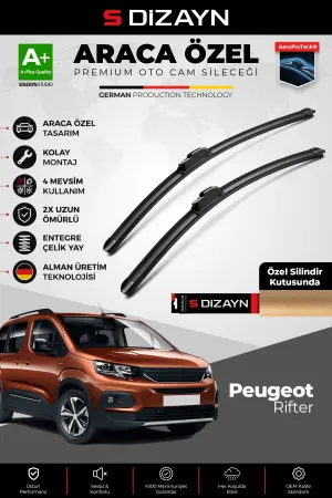 S-Dizayn Peugeot Rifter Ön Cam Silecek Seti 2019 Üzeri Premium Araca Özel 65-43 Cm  A+ Kalite