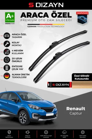 S-Dizayn Renault Captur Ön Cam Silecek Seti 2016-2020 Premium Araca Özel 65-35 Cm  A+ Kalite