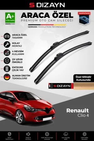 S-Dizayn Renault Clio 4 Hb Ön Cam Silecek Seti 2012-2019 Premium Araca Özel 65-35 Cm  A+ Kalite