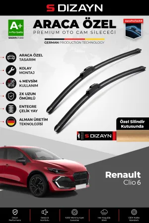 S-Dizayn Renault Clio 6 Hb Ön Cam Silecek Seti 2025 Üzeri Premium Araca Özel 70-30 Cm  A+ Kalite