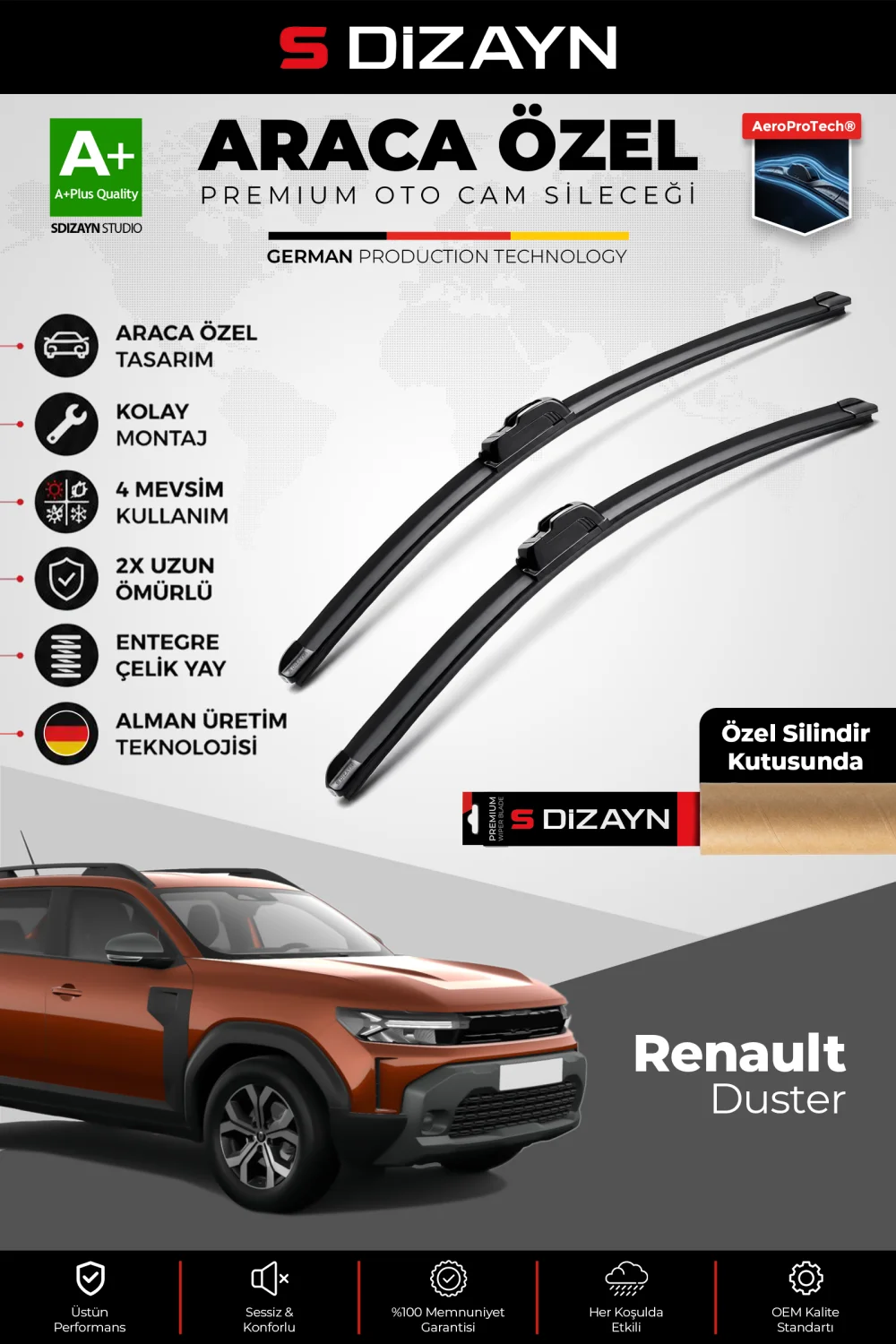 Renault Duster Ön Cam Silecek Seti 2024 Üzeri Premium Araca Özel 60-45 Cm  A+ Kalite