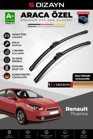 S-Dizayn Renault Fluence Ön Cam Silecek Seti 2010-2016 Premium Araca Özel 60-40 Cm  A+ Kalite