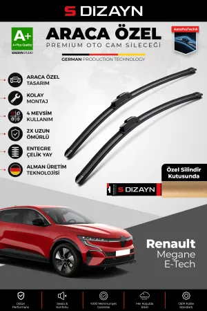 S-Dizayn Renault Megane E-Tech Ön Cam Silecek Seti 2021 Üzeri Premium Araca Özel 65-40 Cm  A+ Kalite