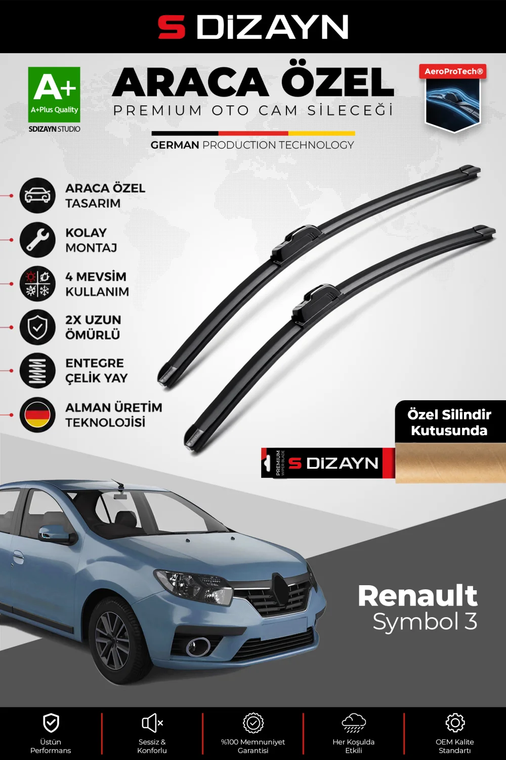 Renault Symbol Ön Cam Silecek Seti 2015 Üzeri Premium Araca Özel 55-48 Cm  A+ Kalite