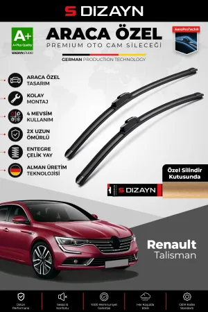S-Dizayn Renault Talisman Ön Cam Silecek Seti 2015 Üzeri Premium Araca Özel 60-45 Cm  A+ Kalite