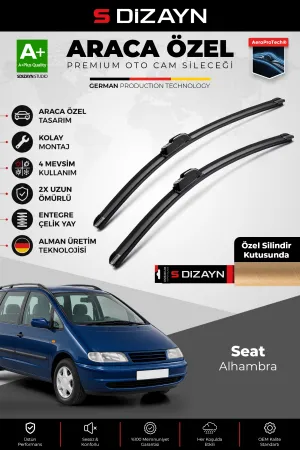 S-Dizayn Seat Alhambra Ön Cam Silecek Seti 1996-2001 Premium Araca Özel 70-65 Cm  A+ Kalite