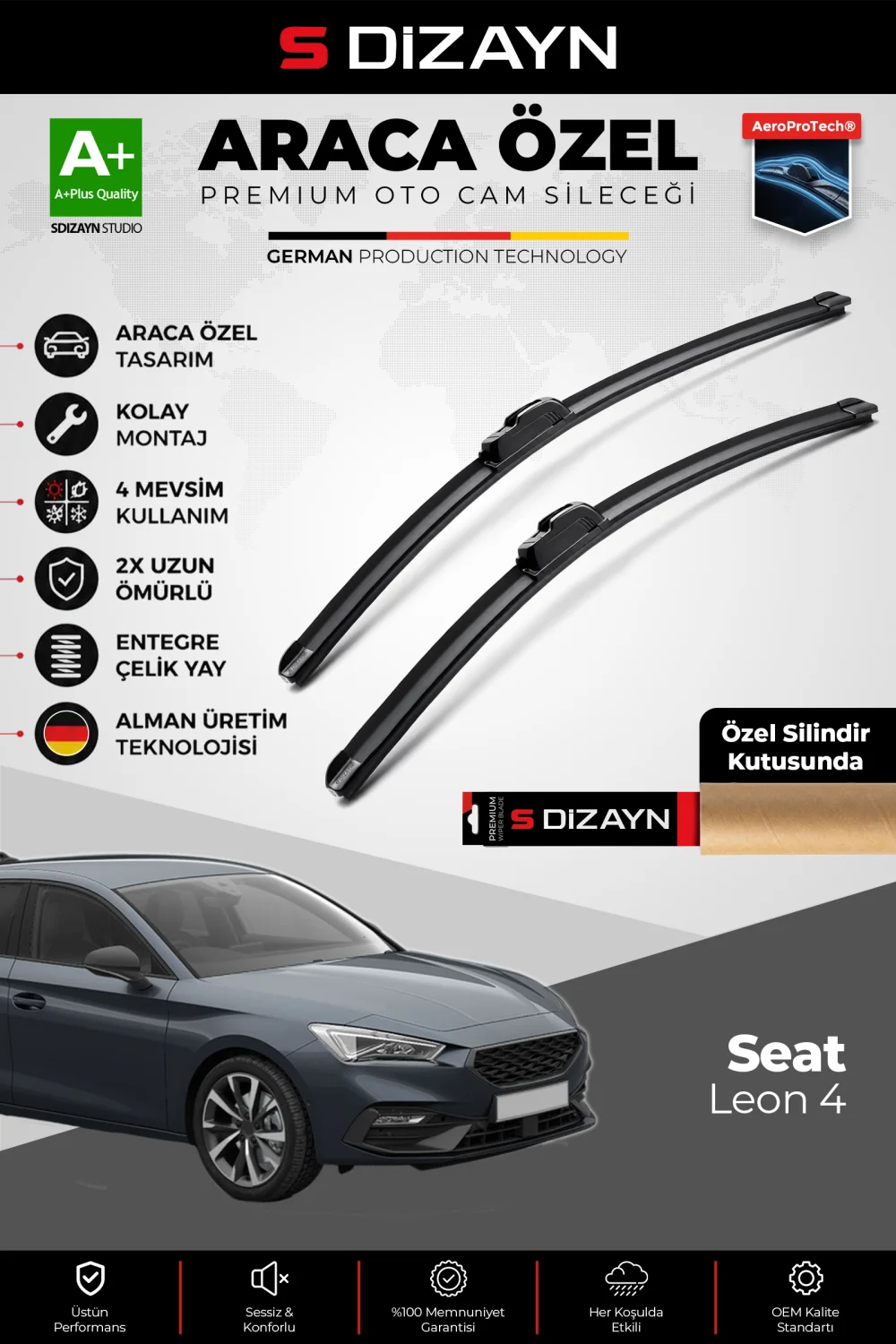 S-Dizayn Seat Leon Ön Cam Silecek Seti 2020 Üzeri Premium Araca Özel 65-45 Cm  A+ Kalite