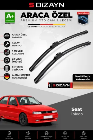 S-Dizayn Seat Toledo Ön Cam Silecek Seti 1991-1999 Premium Araca Özel 50-50 Cm  A+ Kalite