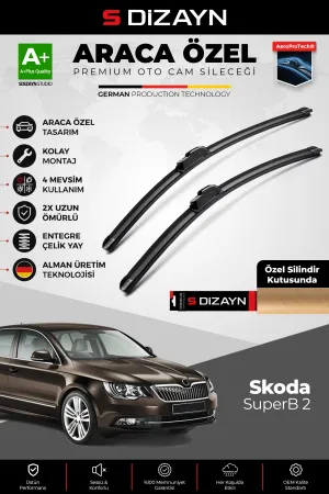 S-Dizayn Skoda Superb Ön Cam Silecek Seti 2008-2015 Premium Araca Özel 60-45 Cm  A+ Kalite