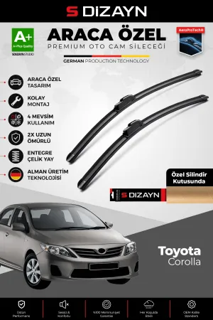S-Dizayn Toyota Corolla Ön Cam Silecek Seti 2006-2012 Premium Araca Özel 65-35 Cm  A+ Kalite