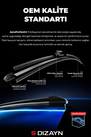 S-Dizayn Toyota Corolla Ön Cam Silecek Seti 2006-2012 Premium Araca Özel 65-35 Cm  A+ Kalite - Görsel 2
