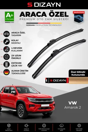 S-Dizayn Vw Amarok 2 Ön Cam Silecek Seti 2023 Üzeri Premium Araca Özel 60-45 Cm  A+ Kalite