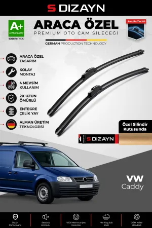 S-Dizayn Vw Caddy Ön Cam Silecek Seti 2004-2006 Premium Araca Özel 60-45 Cm  A+ Kalite