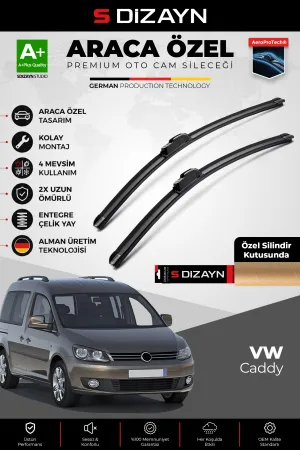 S-Dizayn Vw Caddy Ön Cam Silecek Seti 2006-2015 Premium Araca Özel 60-45 Cm  A+ Kalite