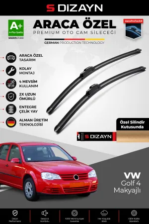 S-Dizayn Vw Golf 4 Makyajlı Ön Cam Silecek Seti 2002-2004 Premium Araca Özel 53-48 Cm  A+ Kalite
