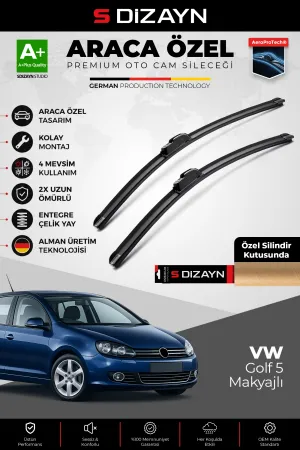 S-Dizayn Vw Golf 5 Makyajlı Ön Cam Silecek Seti 2005-2008 Premium Araca Özel 60-48 Cm  A+ Kalite