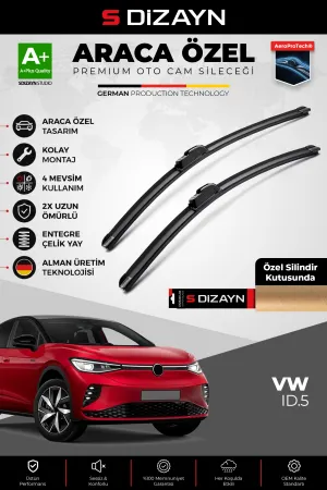 S-Dizayn Volkswagen Id.5 Ön Cam Silecek Seti 2021 Üzeri Premium Araca Özel 70-45 Cm A+ Kalite