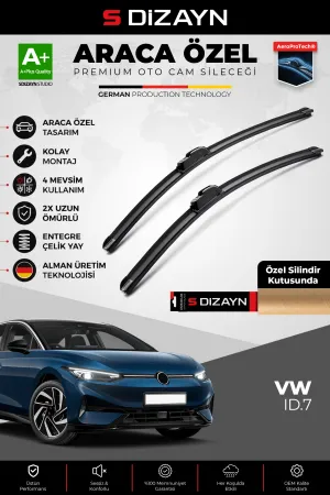 S-Dizayn Volkswagen Id.7 Ön Cam Silecek Seti 2023 Üzeri Premium Araca Özel 70-40 Cm A+ Kalite