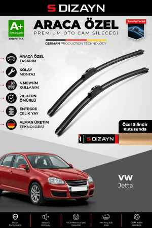 S-Dizayn Volkswagen Jetta Ön Cam Silecek Seti 2005-2010 Premium Araca Özel 60-48 Cm A+ Kalite
